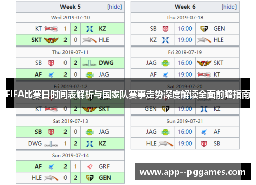 FIFA比赛日时间表解析与国家队赛事走势深度解读全面前瞻指南